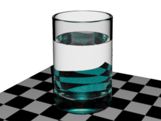 Glas mit Flüssigkeit in niedriger Render-Qualität